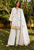White Multicolor Printed Lawn Shirt