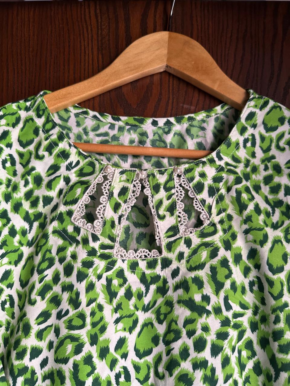 14 August Special Green Abstract Printed Lawn Shirt