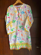 White Multicolor Printed Lawn Shirt