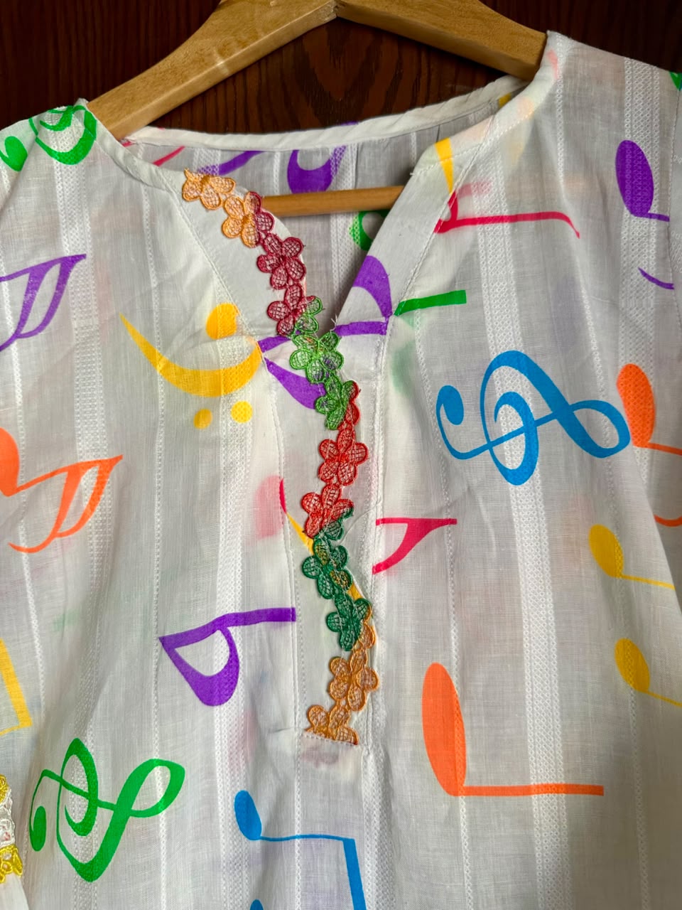 White Multicolor Printed Lawn Shirt