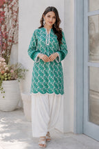 14 August Green Printed Lawn Shirt | Pakistan Independence Day Collection