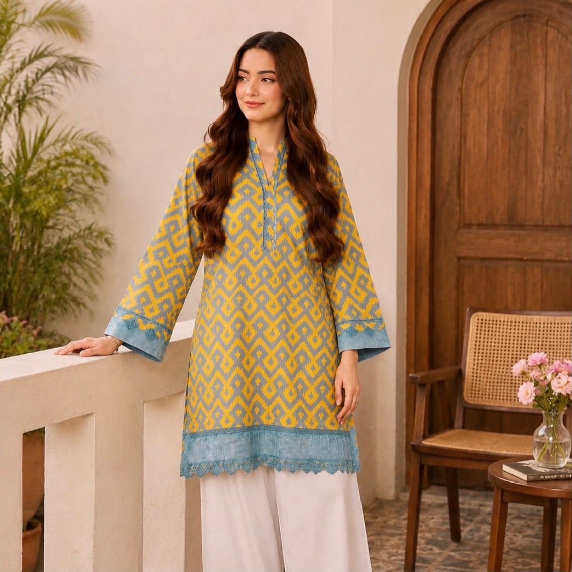 Summer Ikat Lawn Shirt