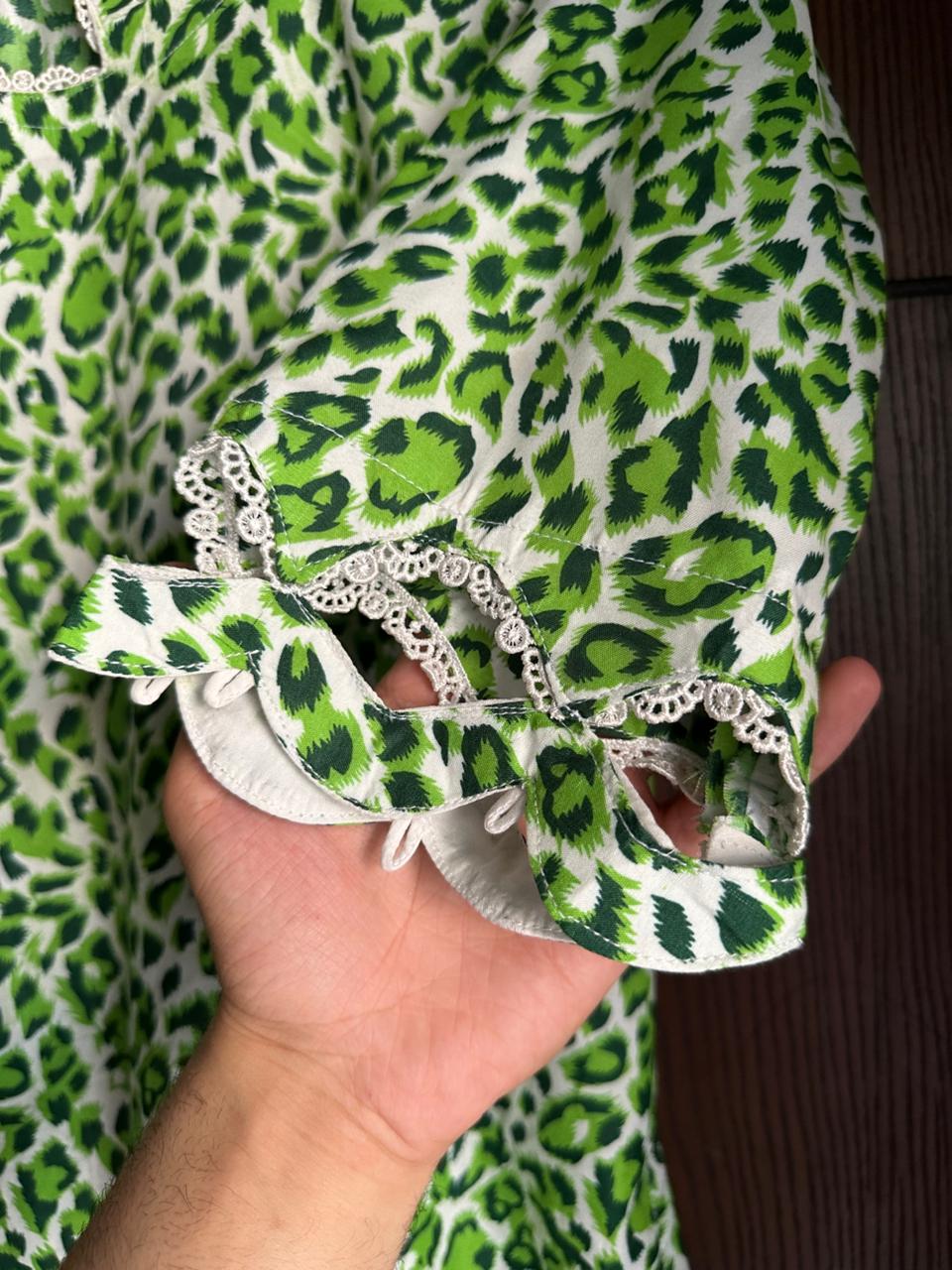14 August Special Green Abstract Printed Lawn Shirt