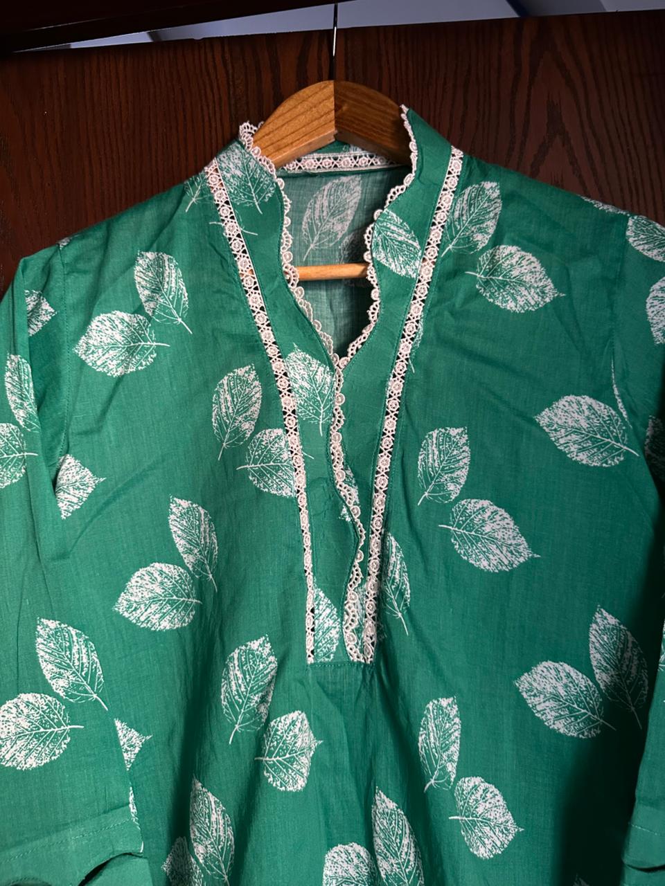 14 August Special Green Printed Lawn Shirt