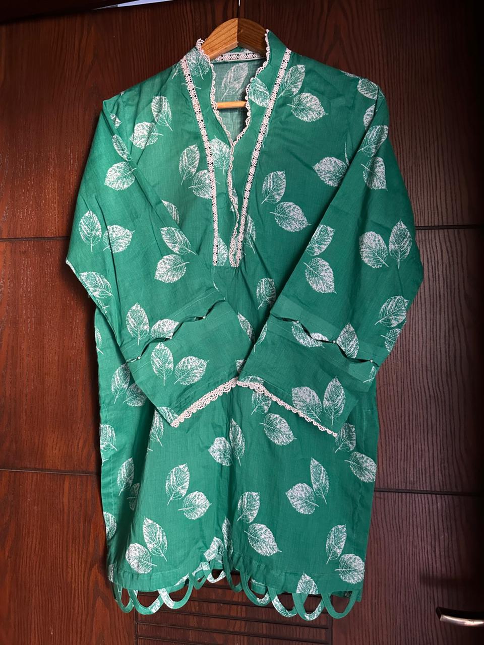 14 August Special Green Printed Lawn Shirt