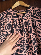 Women's Premium Lawn Printed Shirt | Peach Black