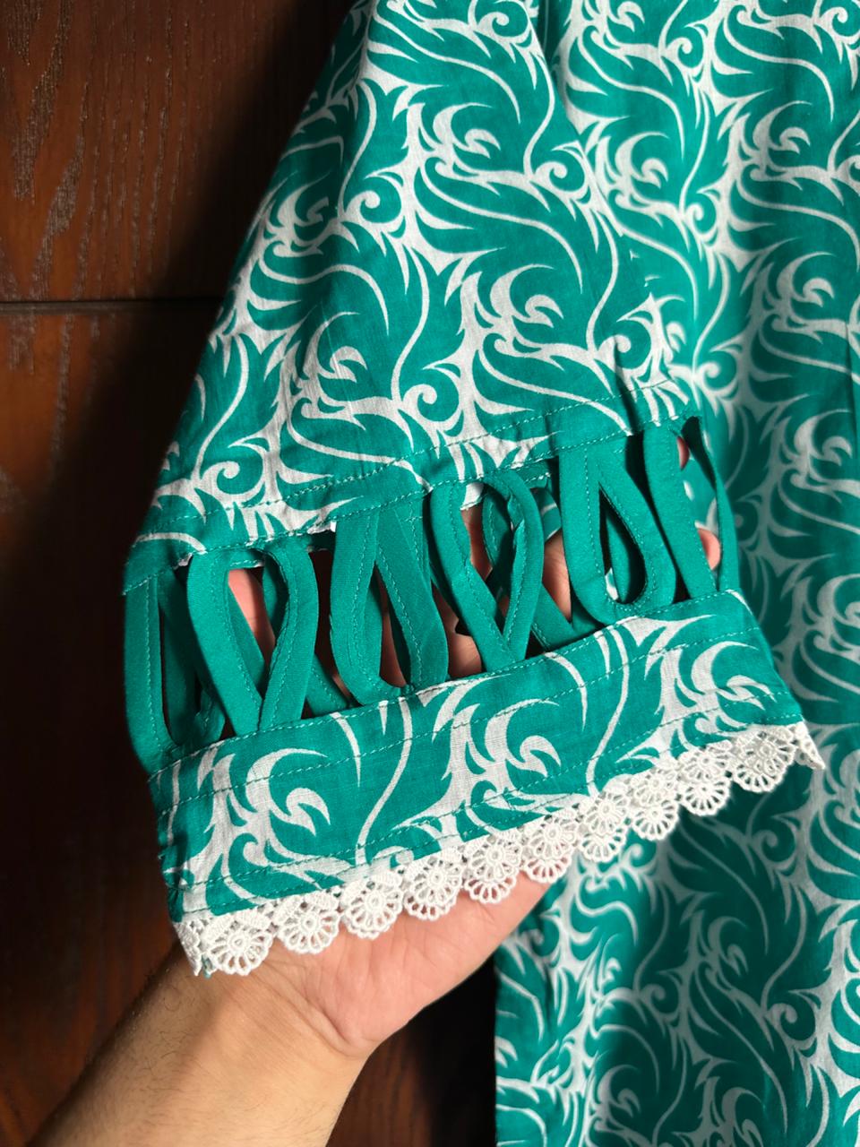 14 August Green Printed Lawn Shirt | Pakistan Independence Day Collection
