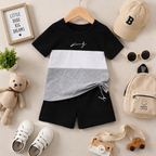 Trendy Black Grey Casual Boys Suit