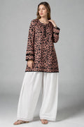 Women's Premium Lawn Printed Shirt | Peach Black