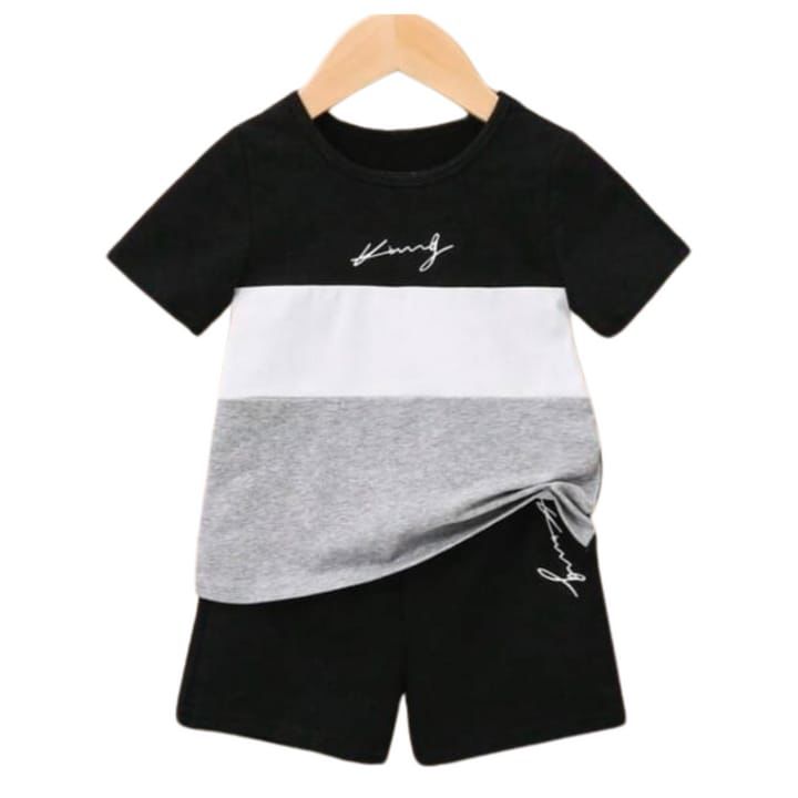 Trendy Black Grey Casual Boys Suit
