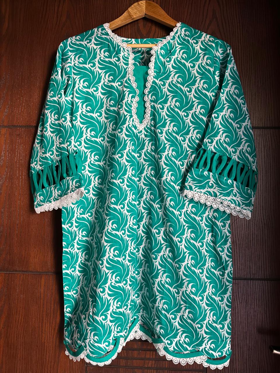 14 August Green Printed Lawn Shirt | Pakistan Independence Day Collection
