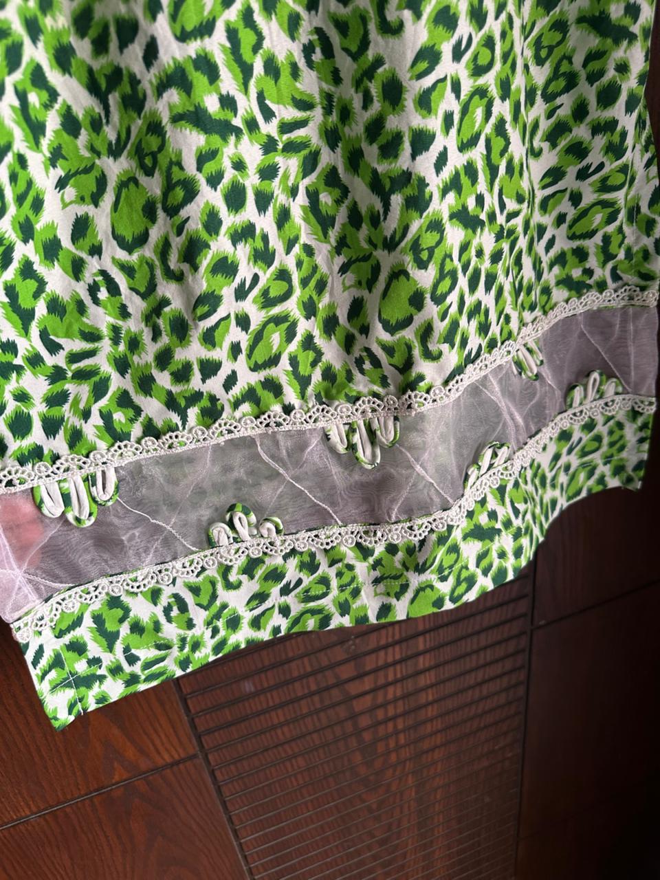 14 August Special Green Abstract Printed Lawn Shirt