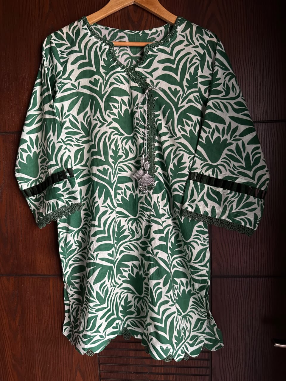 Emerald Green Botanical Printed Lawn Shirt