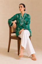 14 August Special Green Printed Lawn Shirt