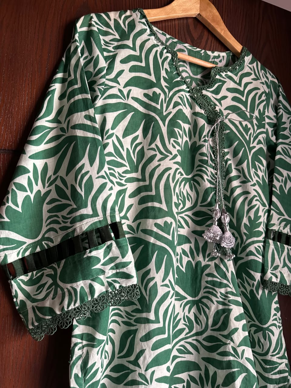 Emerald Green Botanical Printed Lawn Shirt