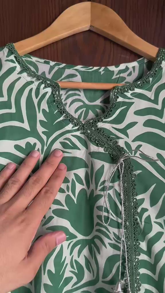 Emerald Green Botanical Printed Lawn Shirt