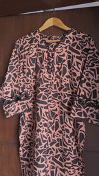 Women's Premium Lawn Printed Shirt | Peach Black